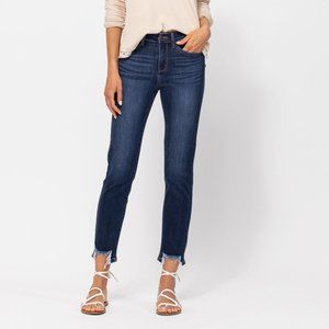 Judy Blue Relaxed Fit Mid Rise Cut Bottom Jeans